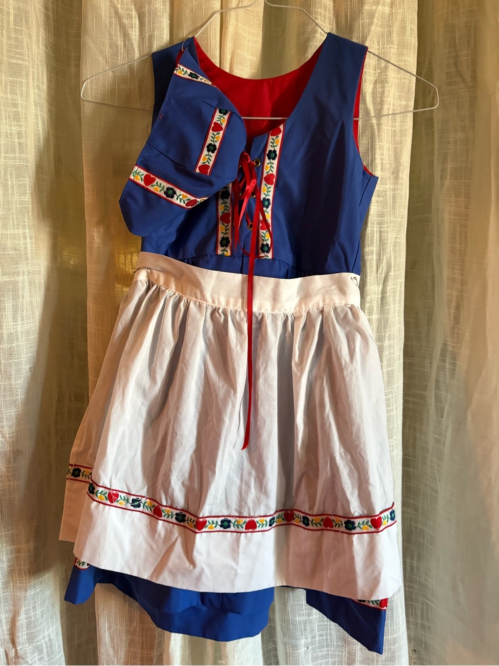 Oktoberfest Blue and White Folk-Style Girls' Costume Dress with Apron